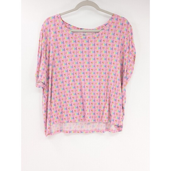 Posh Peanut Lisa Frank Pink Rainbow Pajama Set Short Sleeve Top Pants Size 2XL - Picture 3 of 9